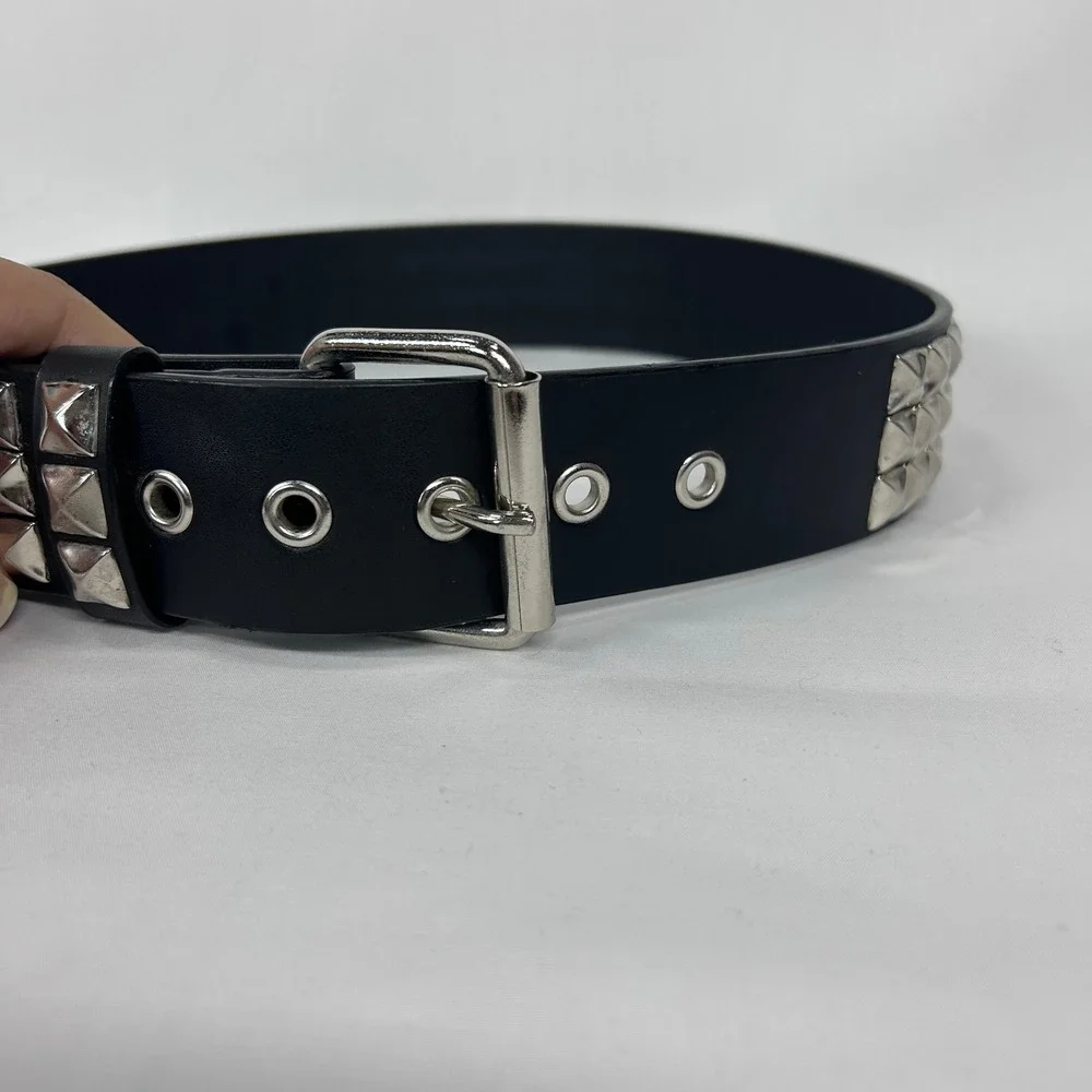 Black Triple-Row vStudded Belt  Punk / Grunge Alternative Waist Band (S/M)